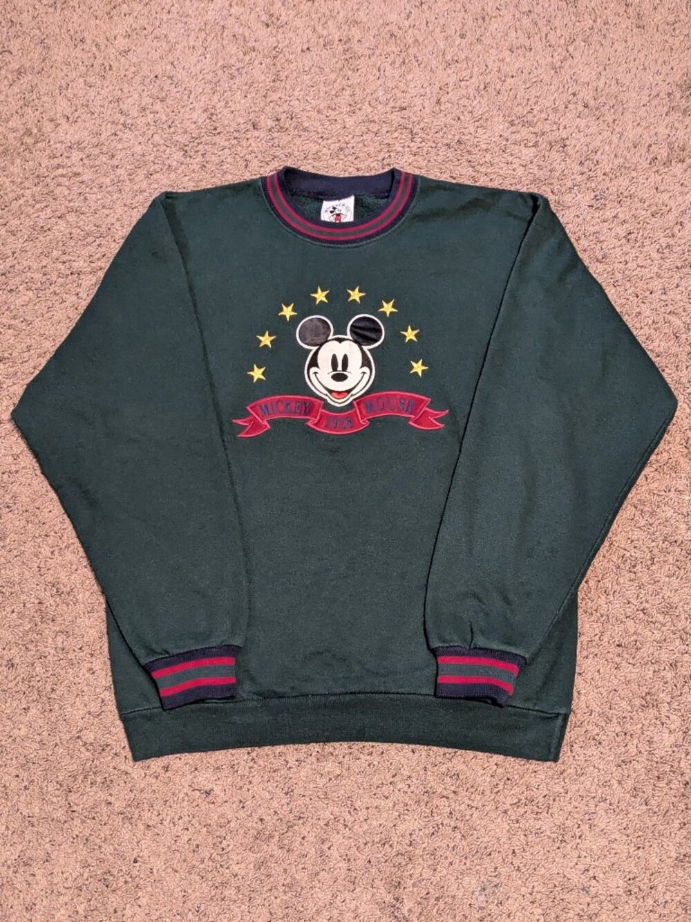 90s Mickey Mouse Disney Vintage Green Sweatshirt Medium Mens Womens